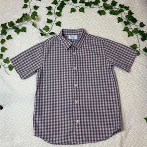 Old Navy Men's Casual Pink and Gray Plaid Shirt